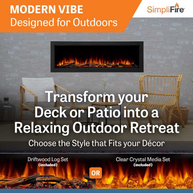 Simplifire Forum 55" Outdoor Linear Electric Fireplace | SF-OD55