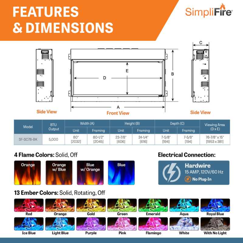 Simplifire Scion 78" Linear Electric Fireplace | SF-SC78-BK