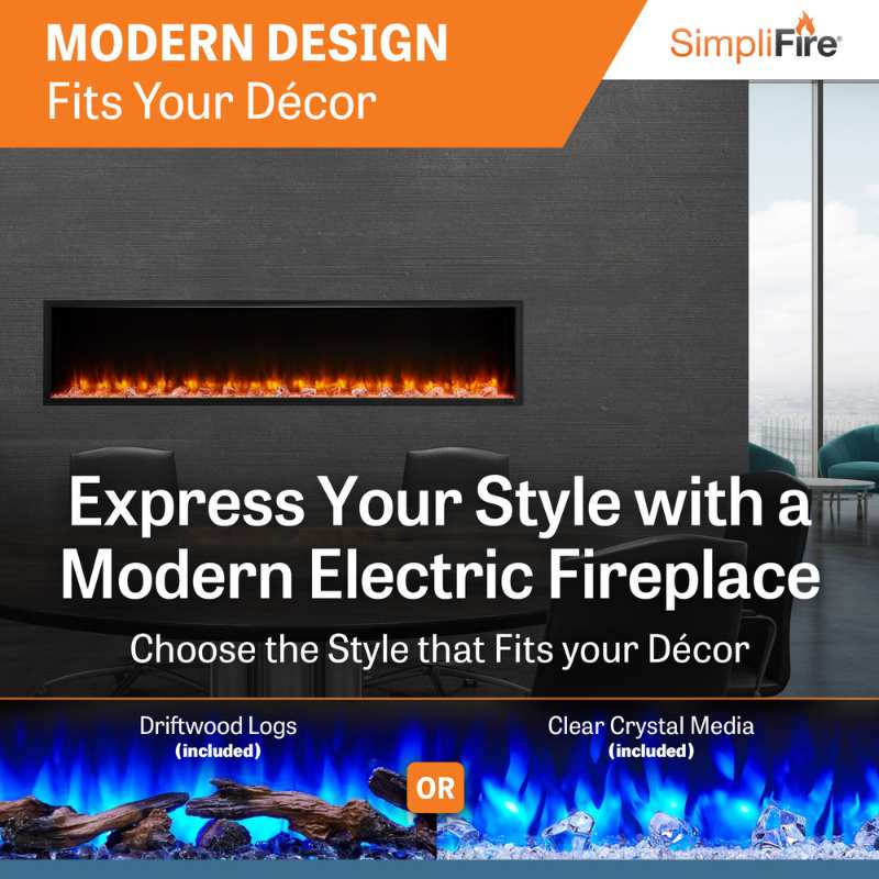 Simplifire Scion 78" Linear Electric Fireplace | SF-SC78-BK