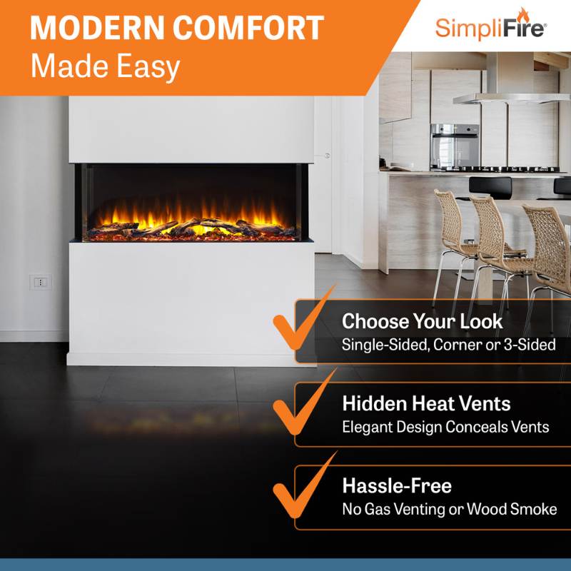 Simplifire Scion Trinity 43" 3-Sided Linear Electric Fireplace | SF-SCT43-BK