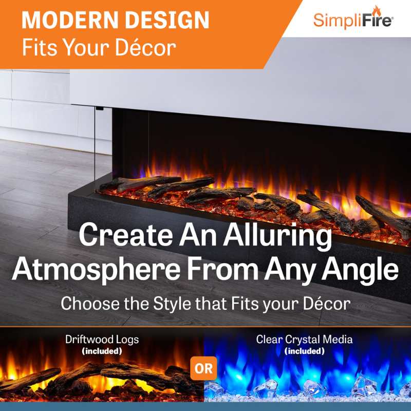 Simplifire Scion Trinity 55" 3-Sided Linear Electric Fireplace | SF-SCT55-BK