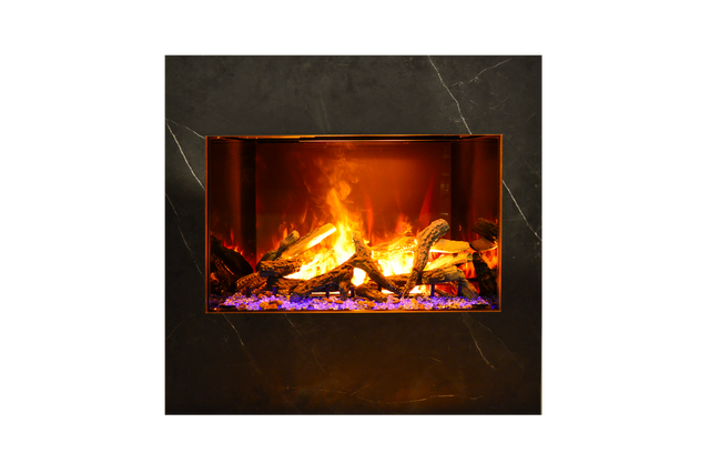 Amantii Signature TRD 38 electric fireplace with oak log set