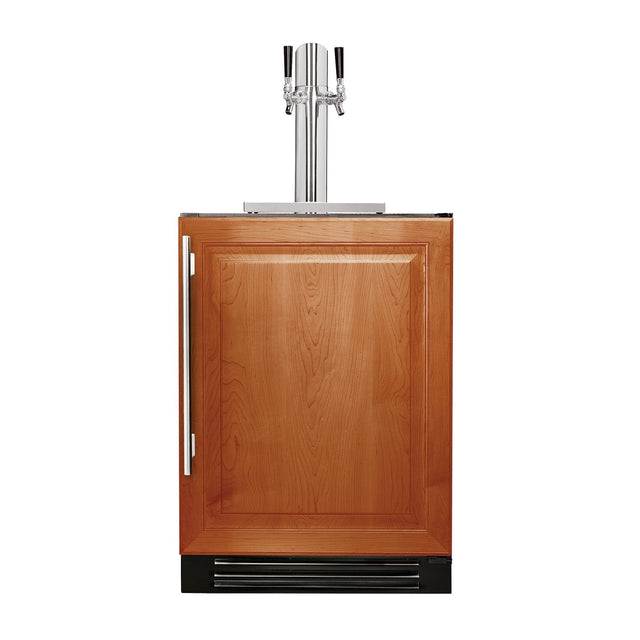 True 24-Inch Dual Tap Kegerator with Solid Panel Ready Door and Lock (Right Hinge) - TUR-24DD-R-OP-C