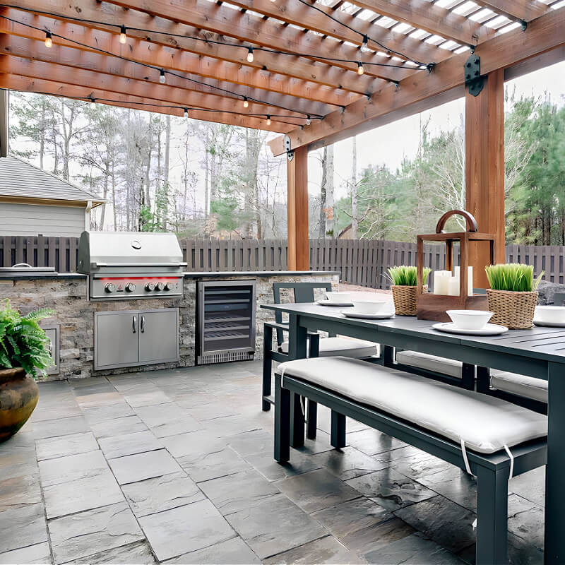 TrueFlame 24 Inch 5.3 Cu. Ft. Outdoor Dual Zone Wine Cooler - AMD-RFR-24WD