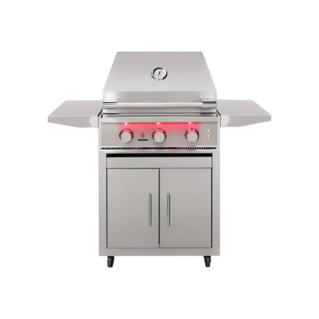 TrueFlame 25-Inch Stainless Steel Deluxe Grill Cart with Fold-Down Side Shelves - CART-TF-25DC