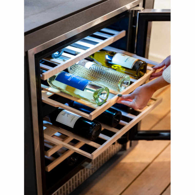 TrueFlame 24 Inch 5.3 Cu. Ft. Outdoor Dual Zone Wine Cooler - AMD-RFR-24WD