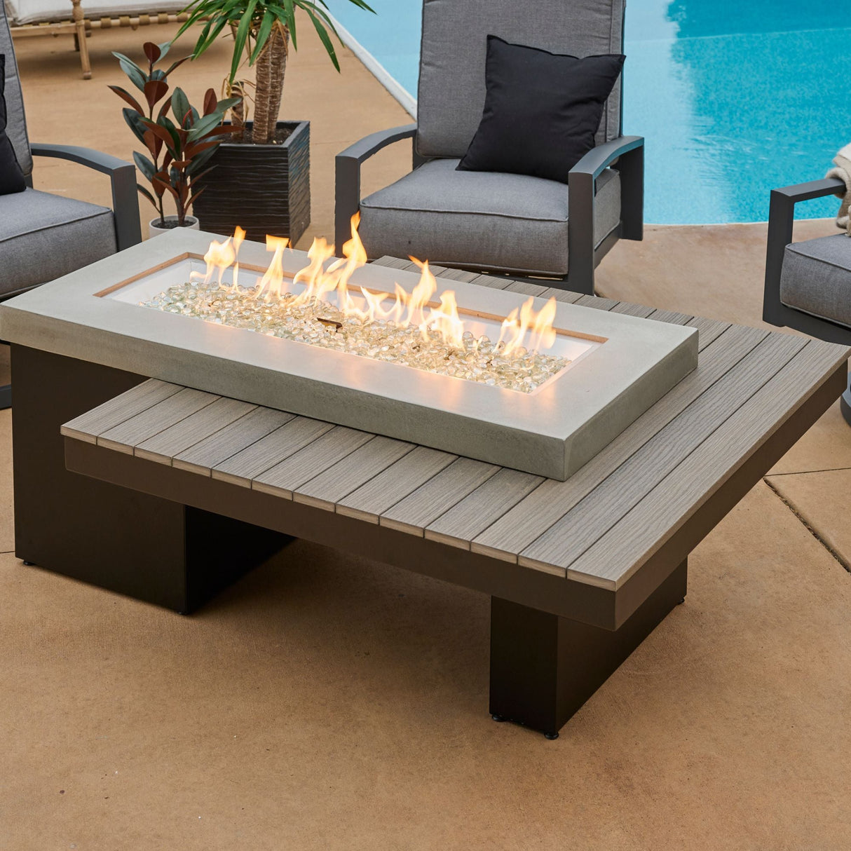 The Outdoor GreatRoom Uptown Linear Gas Fire Pit Table