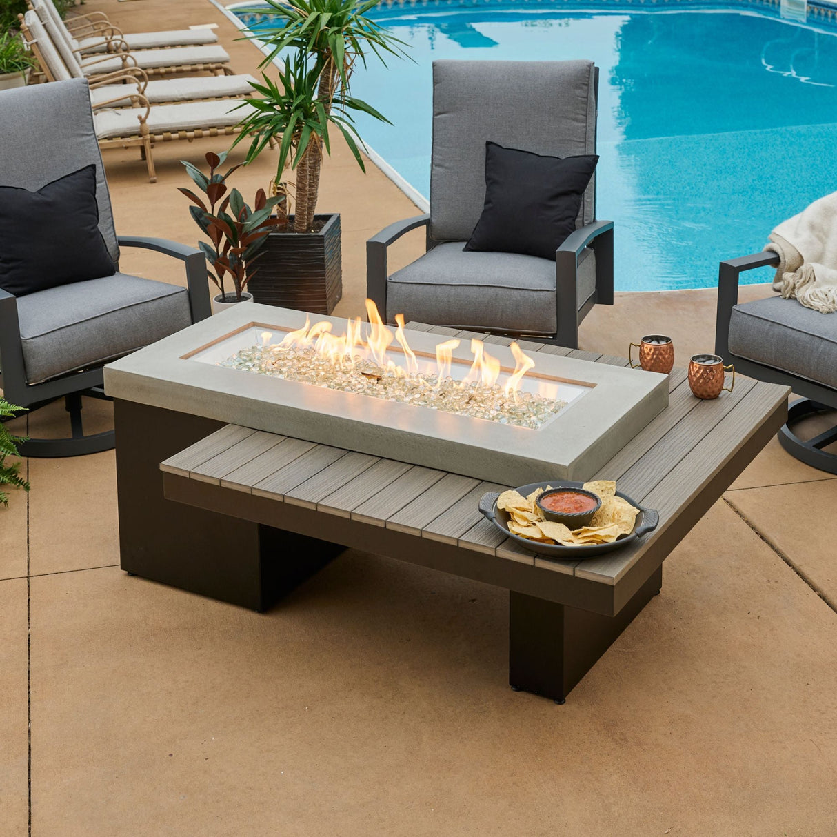 The Outdoor GreatRoom Uptown Linear Gas Fire Pit Table