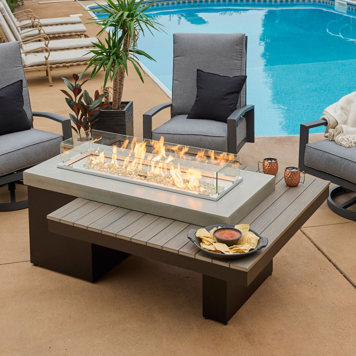 The Outdoor GreatRoom Uptown Linear Gas Fire Pit Table