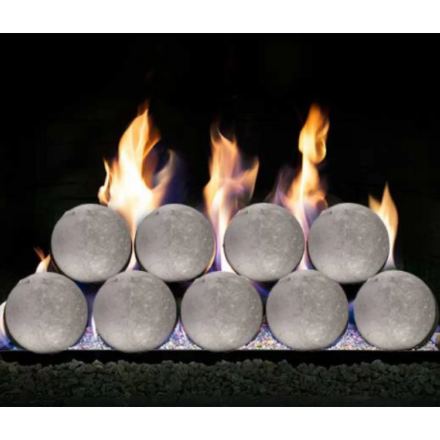 Real Fyre 4” Carrera Marble Fyre Spheres Set with P45 ANSI Certified Pan Burners