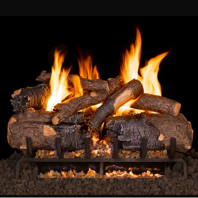 Real Fyre Charred American Oak Gas Log Set with 3-Tiered G31 Burner System