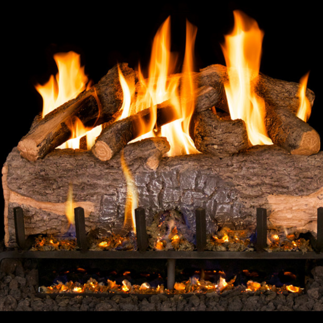 Real Fyre Mountain Crest Oak Gas Log Set with 3-Tiered G31 Burner System