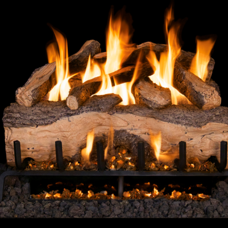 Real Fyre Mountain Crest Split Oak Gas Log Set with 3-Tiered G31 Burner System