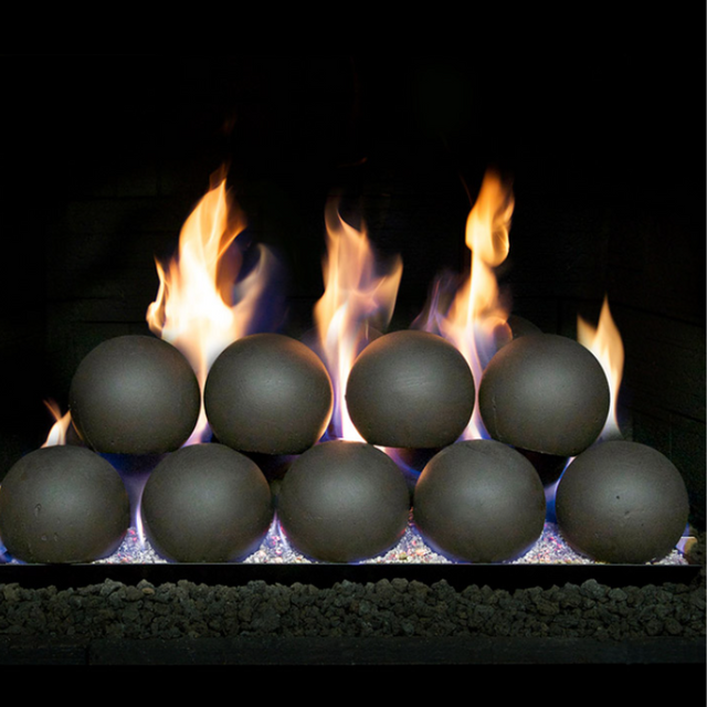 Real Fyre 4” Epic Black Fyre Spheres Set with P45 ANSI Certified Pan Burners