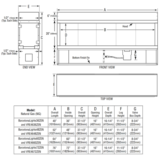 Superior VRE4600 series dimension drawing
