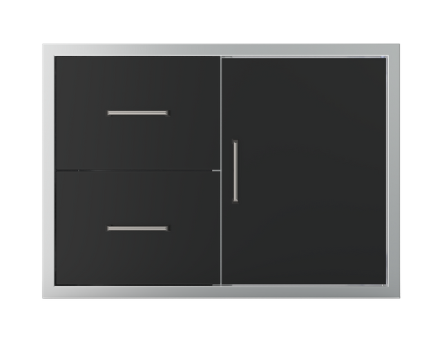 Wildfire Ranch 30 x 21 Door and Double Drawer Combo - black stainless