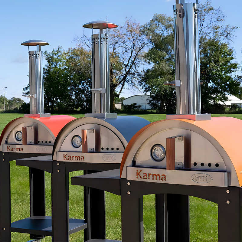 WPPO Karma 25 Inch Black Wood Fired Pizza Oven with Black Cart - WKK-01S-WS-Black