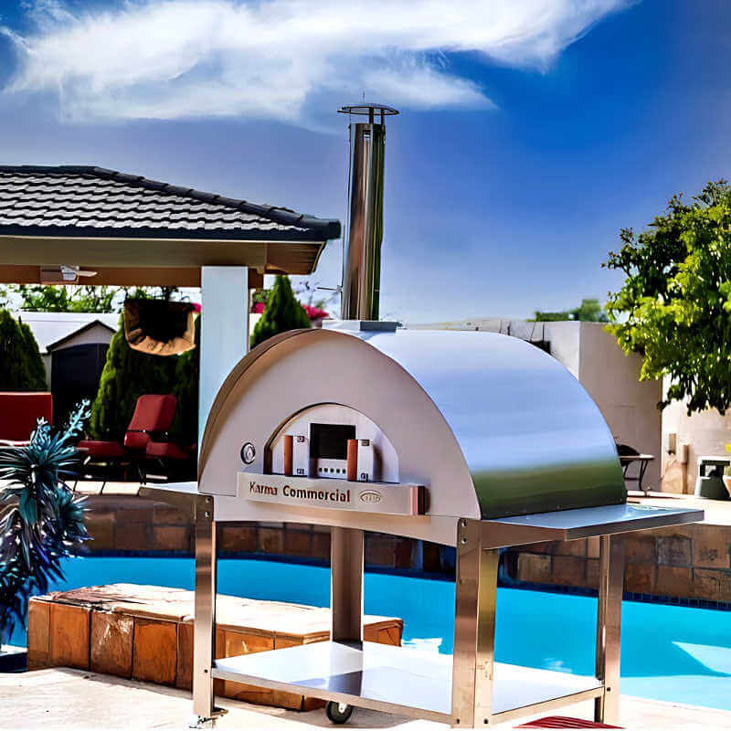 WPPO Karma 55 Inch Wood Fired Pizza Oven w/ Cart