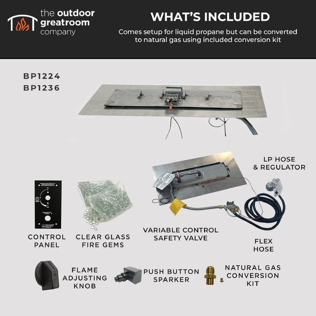 The Outdoor GreatRoom Crystal Fire Plus Linear Gas Burner Insert and Plate Kit