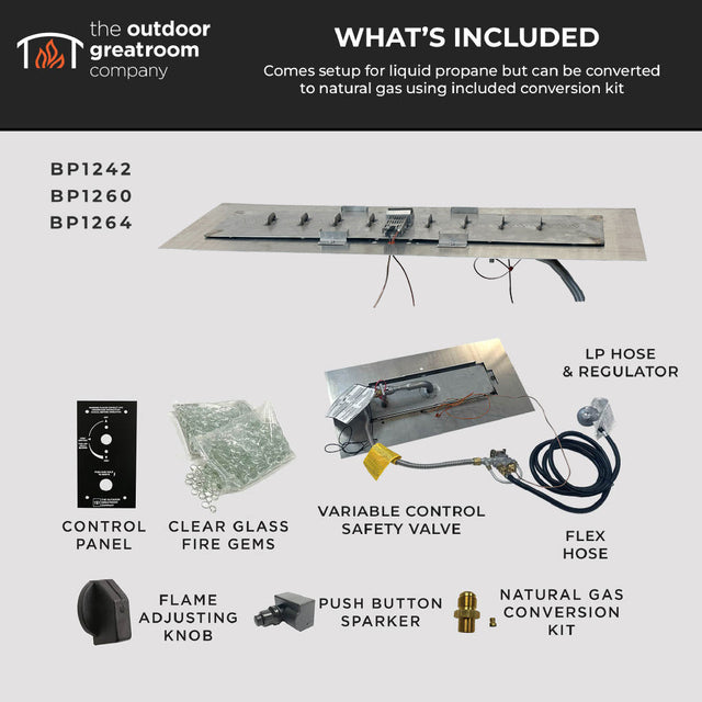 The Outdoor GreatRoom Crystal Fire Plus Linear Gas Burner Insert and Plate Kit