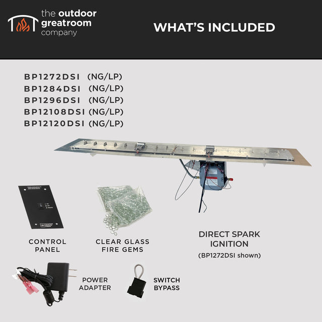 The Outdoor GreatRoom Crystal Fire Plus Linear Gas Burner Insert and Plate Kit