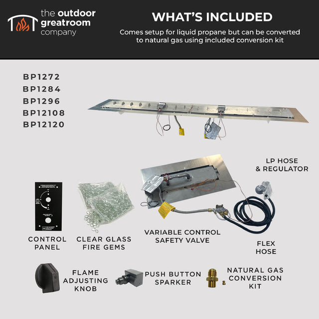 The Outdoor GreatRoom Crystal Fire Plus Linear Gas Burner Insert and Plate Kit