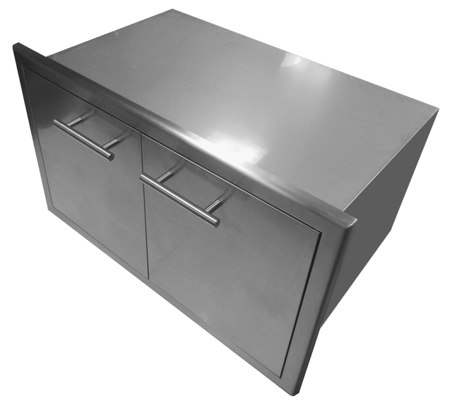 XO 36" Sealed Pantry with stainless steel gasketed doors, ideal for outdoor kitchen storage and access door solutions.