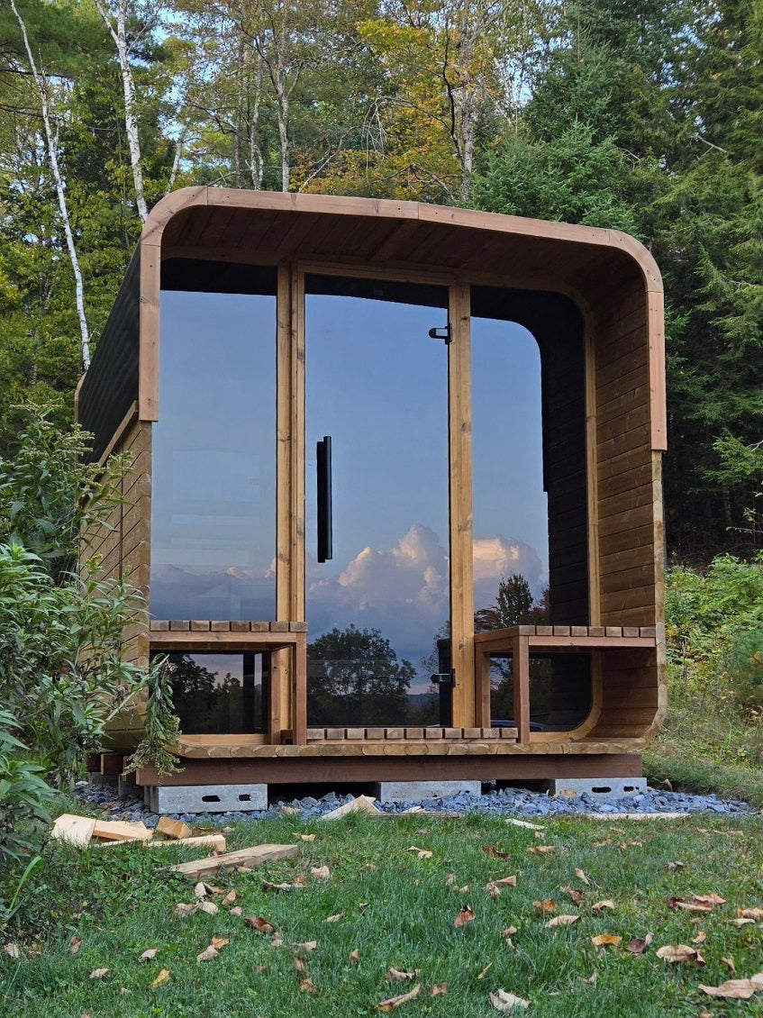 Thermory 6 Person Square Sauna No 40 DIY Kit with Terrace and Window