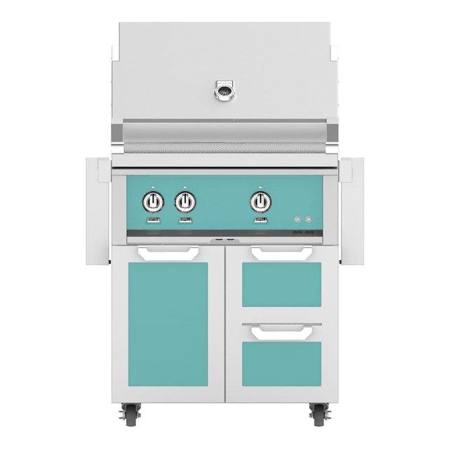 Hestan 30-Inch Natural Gas Grill W/ Sear Burner & Rotisserie On Double Drawer & Door Tower Cart