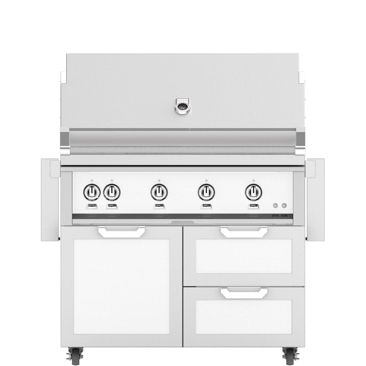 Hestan 42-Inch Natural Gas Grill W/ All Infrared Burners & Rotisserie On Double Drawer & Door Tower Cart