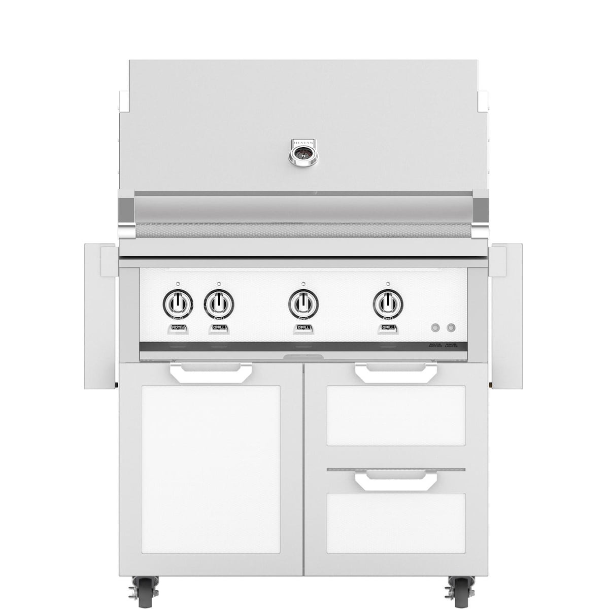 Hestan 36-Inch Natural Gas Grill W/ Rotisserie On Double Drawer & Door Tower Cart
