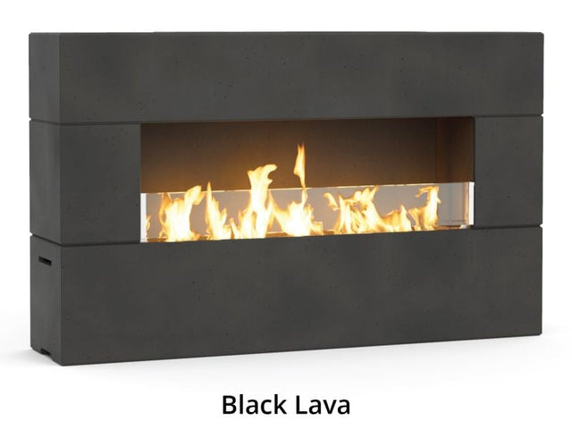 American Fyre Designs Milan Low Linear Fireplace - Black Lava front