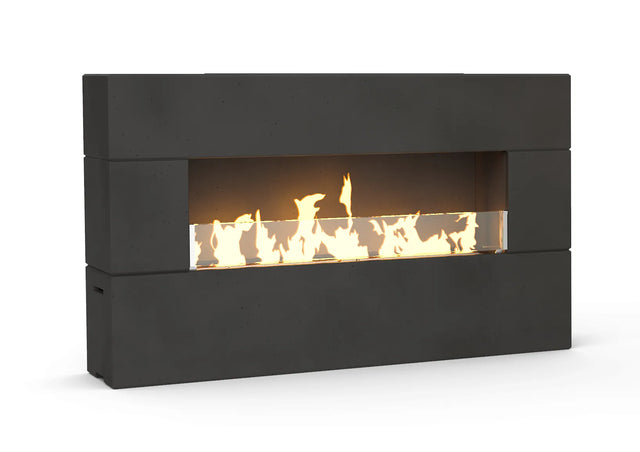American Fyre Designs Milan Low Linear Fireplace - Black Lava