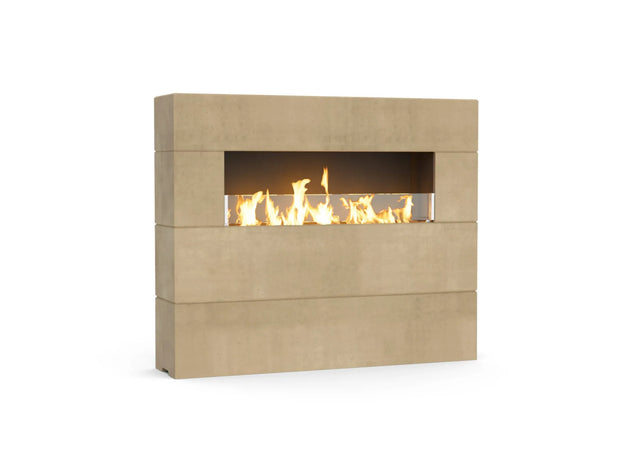 American Fyre Designs Milan Tall Linear Fireplace - Cafe Blanco