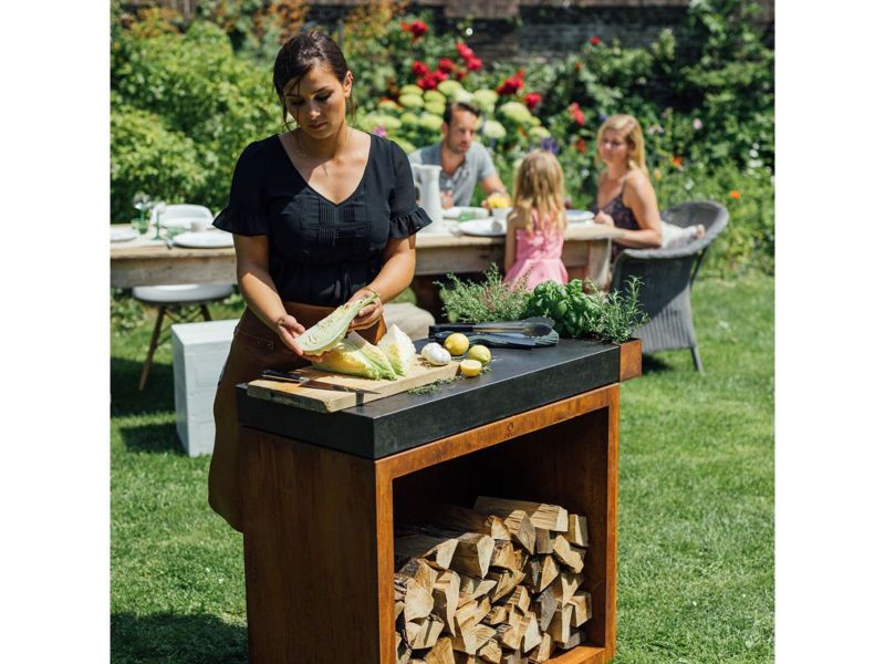 Ofyr Butcher Block Storage 90 Corten Dark Grey Ceramic