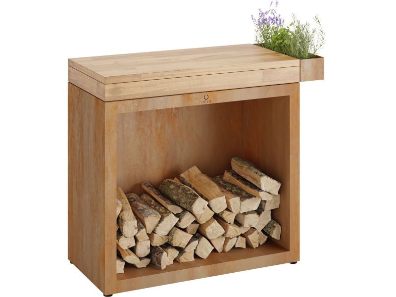 Ofyr Butcher Block Storage 90 Corten Teak Wood