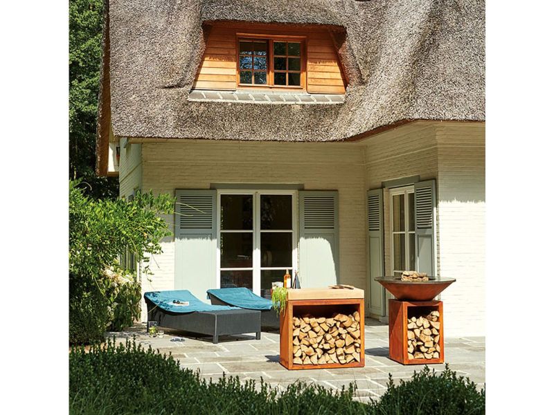 Ofyr Butcher Block Storage 90 Corten Teak Wood