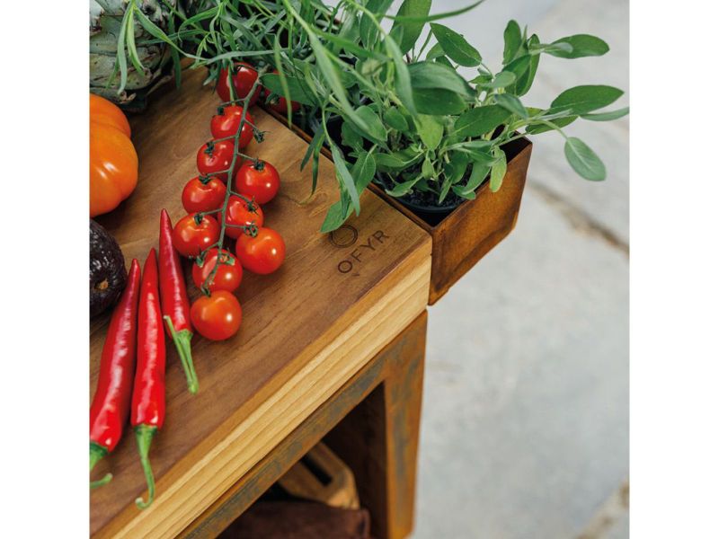 Ofyr Butcher Block Storage 90 Corten Teak Wood