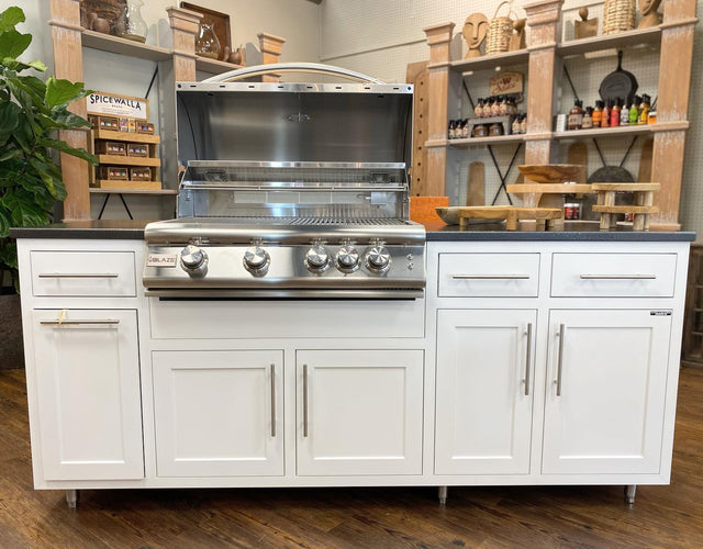 Challenger Coastal 7 Foot Outdoor Kitchen Island with Blaze 32 Inch Gas Grill Pre-Assembled