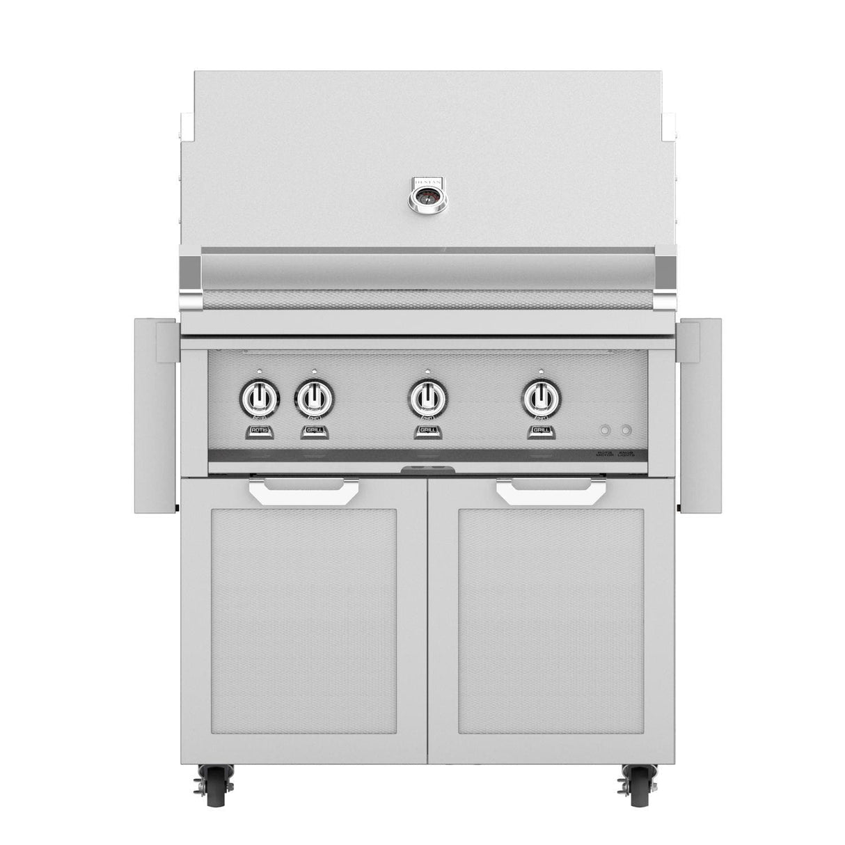 Hestan 36-Inch Propane Gas Grill W/ All Infrared Burners & Rotisserie On Double Door Tower Cart