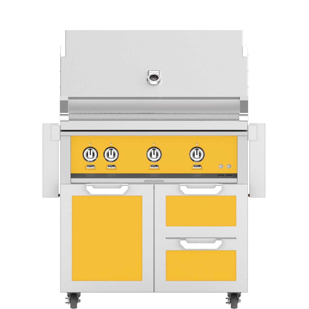 Hestan 36-Inch Natural Gas Grill W/ Rotisserie On Double Drawer & Door Tower Cart