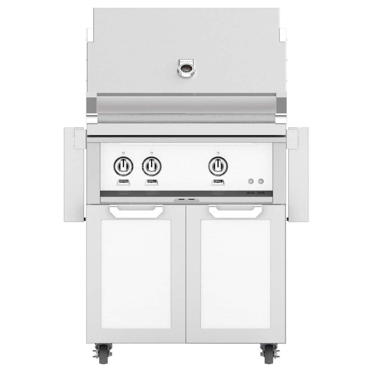 Hestan 30-Inch Propane Gas Grill W/ Sear Burner & Rotisserie On Double Door Tower Cart