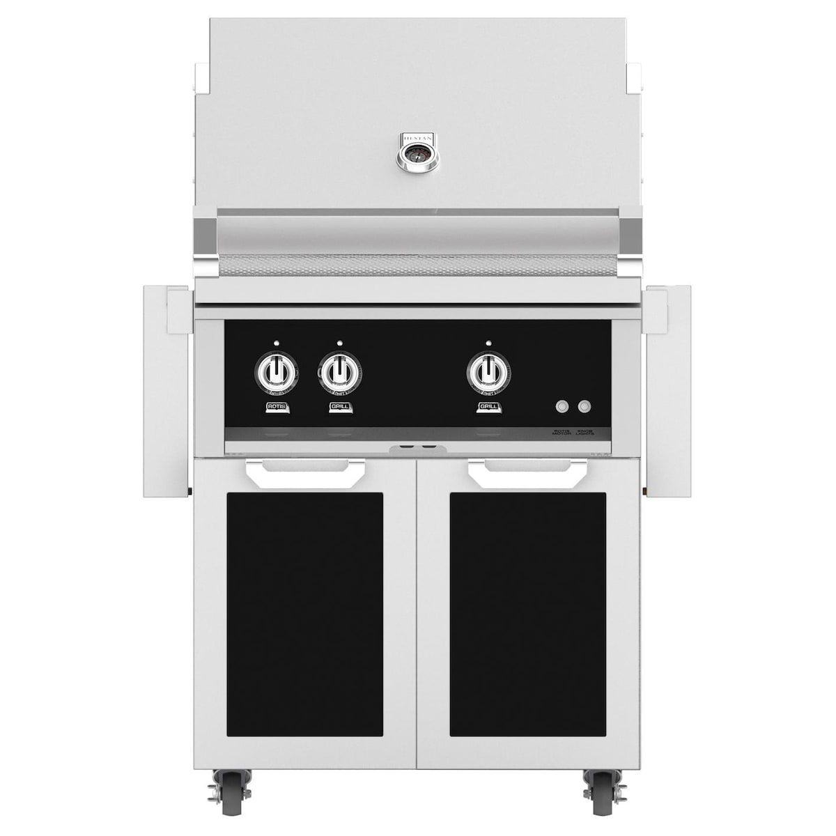 Hestan 30-Inch Propane Gas Grill W/ Sear Burner & Rotisserie On Double Door Tower Cart