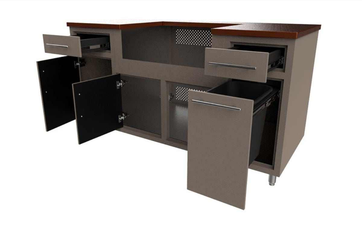 Challenger Coastal 5 Foot Outdoor Kitchen Cabinet Island with Blaze 32 Inch Gas Grill Pre-Assembled