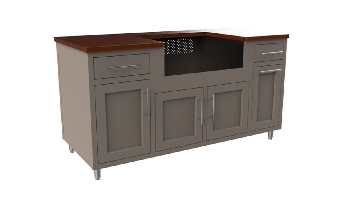 Challenger Coastal 5 Foot Outdoor Kitchen Cabinet Island with Blaze 32 Inch Gas Grill Pre-Assembled