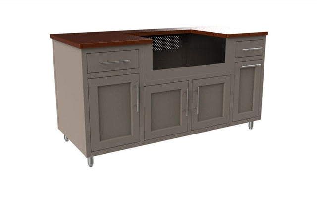 Challenger Coastal 5 Foot Outdoor Kitchen Cabinet Island with Blaze 32 Inch Gas Grill Pre-Assembled