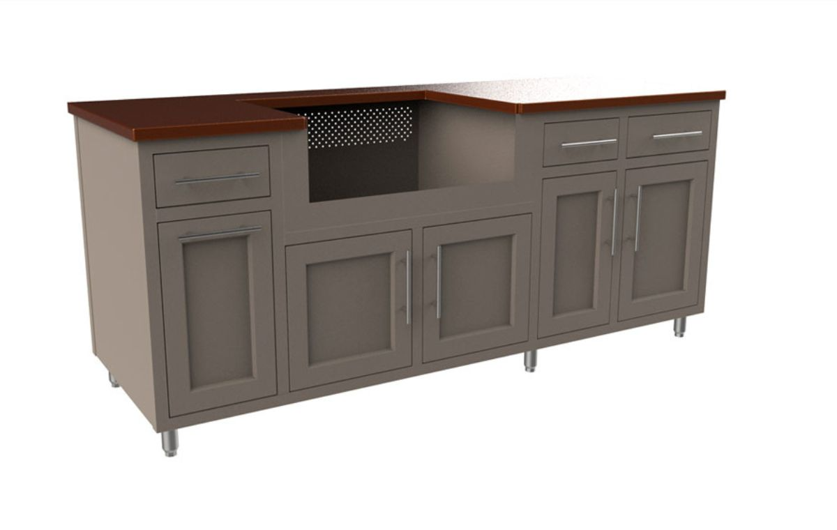 Challenger Coastal 7 Foot Outdoor Kitchen Island with Blaze 32 Inch Gas Grill Pre-Assembled