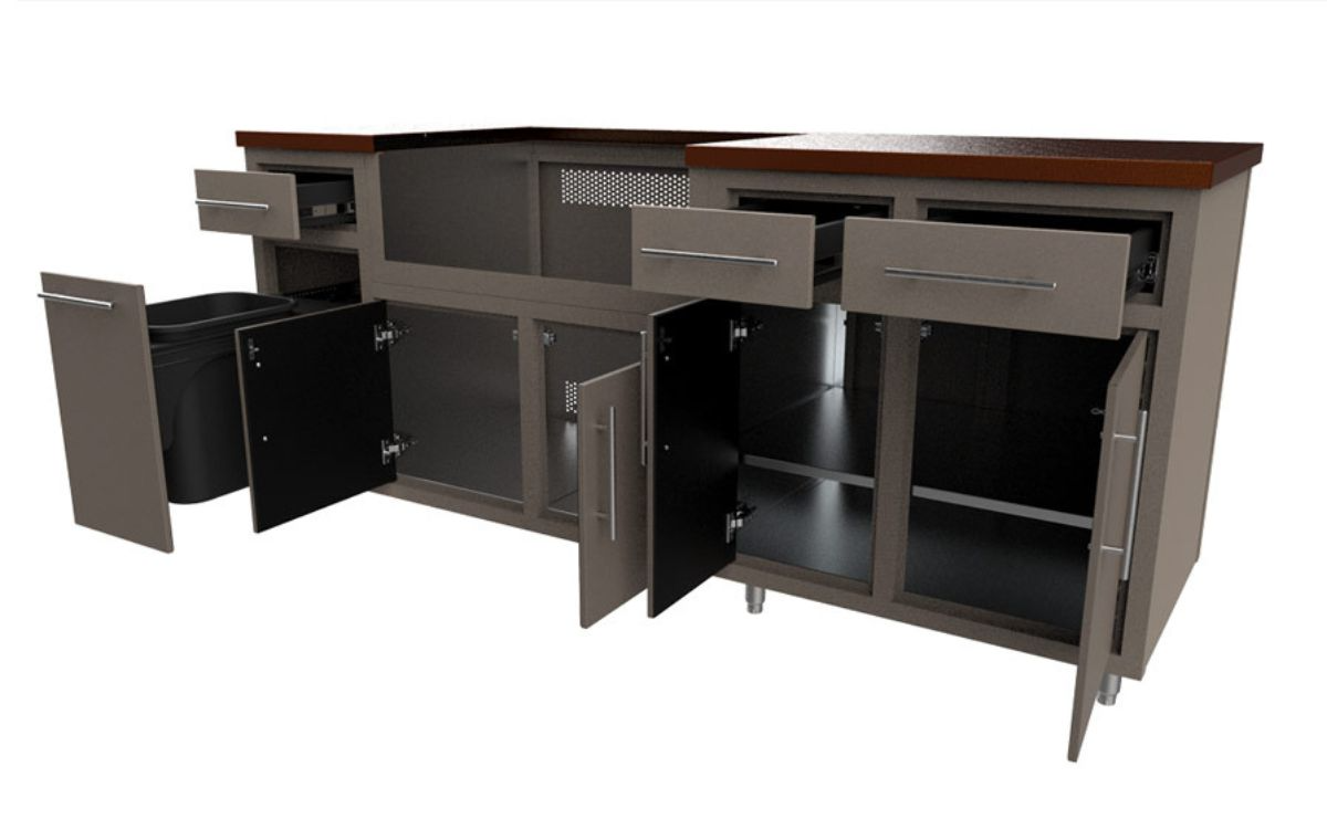 Challenger Coastal 7 Foot Outdoor Kitchen Island with Blaze 32 Inch Gas Grill Pre-Assembled
