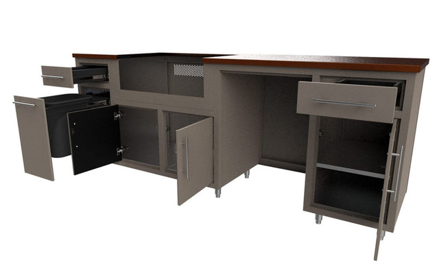 Challenger Coastal 8 Foot Outdoor Kitchen Island with Blaze 32" Grill & Refrigerator Pre-Assembled