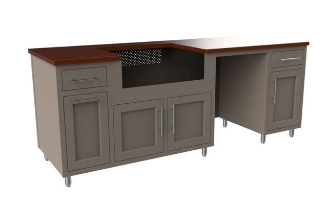 Challenger Coastal 8 Foot Outdoor Kitchen Island with Blaze 32" Grill & Refrigerator Pre-Assembled